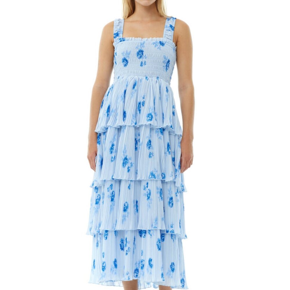 GANNI ! Floral tiered georgette midi dress ( 40 )